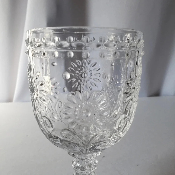 Kirkland Clear Glass Sunflower Wine/water Goblets Set Of 4 6.5inc 10oz - Picture 4 of 10